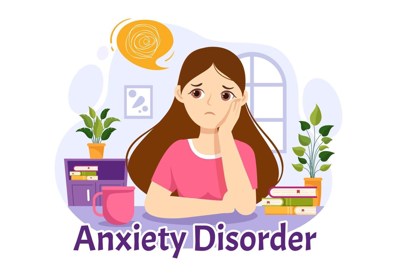 Anxiety Disorder Illustration with Frustrated Person, Nervous Problem and Confusion in Flat Cartoon Depression or Mental Health Hand Drawn Templates vector