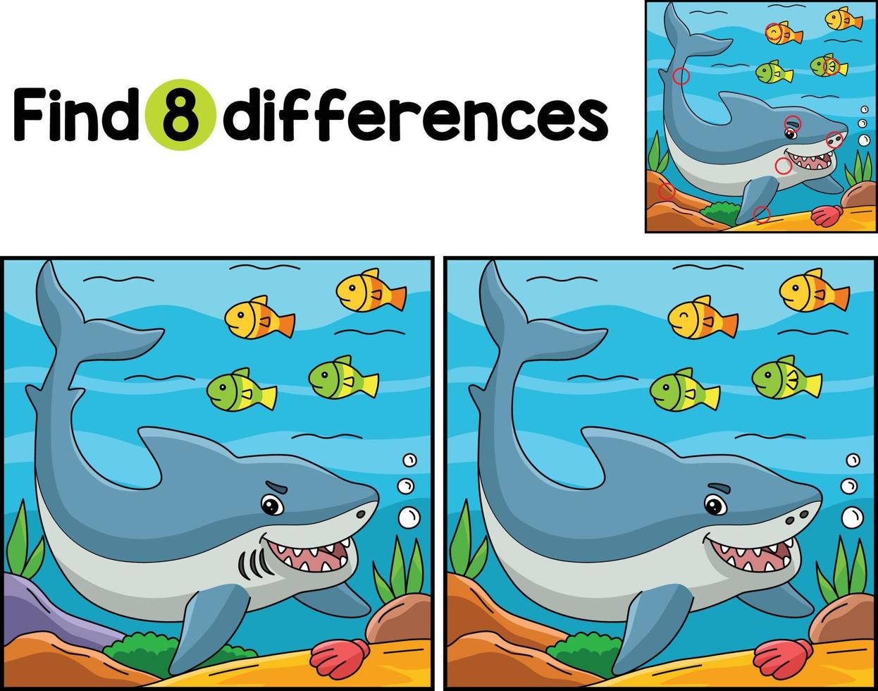 Great White Shark Animal Find The Differences vector