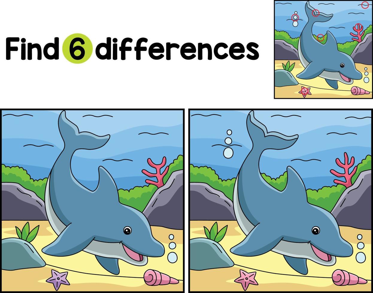 Dolphin Animal Find The Differences vector