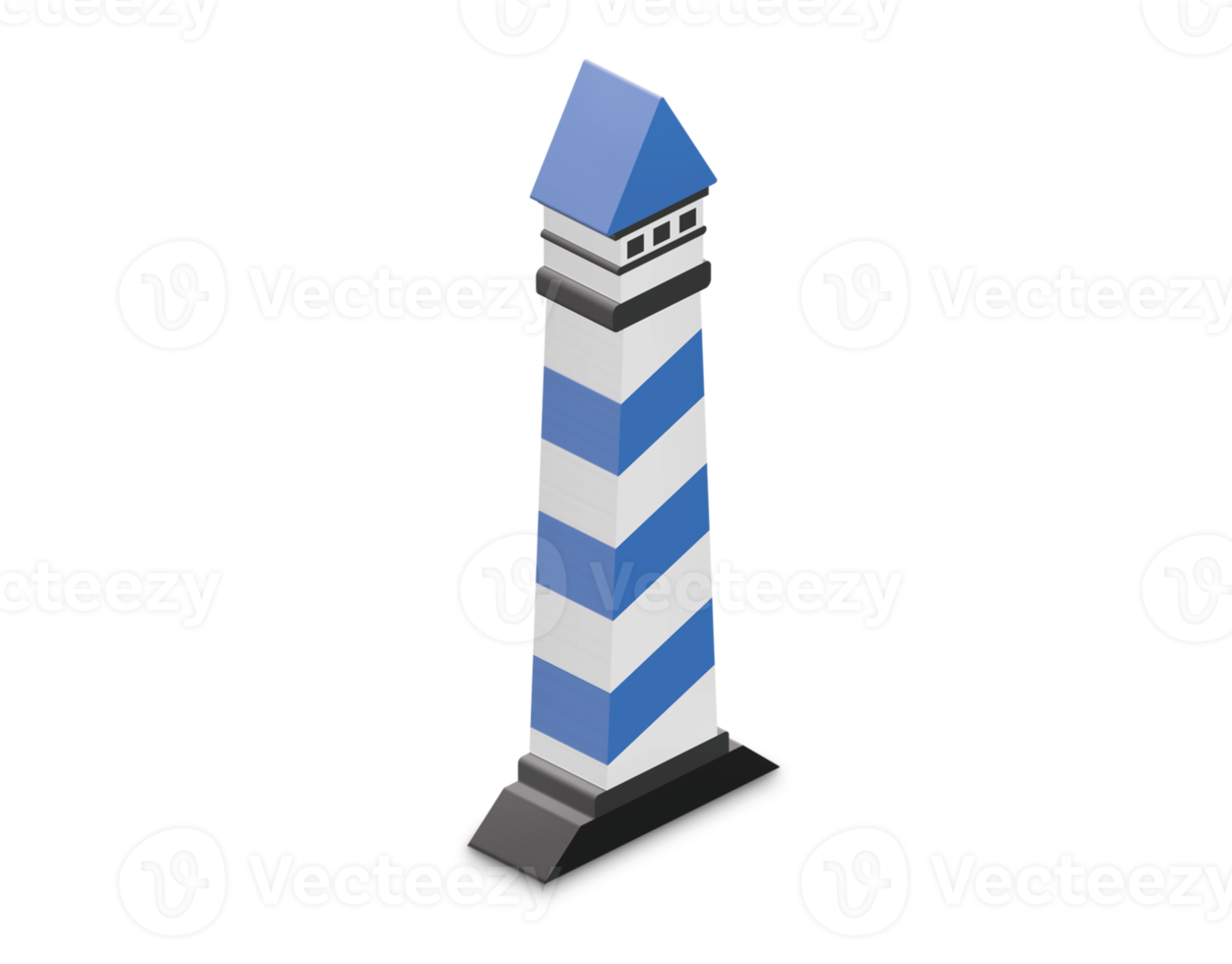 Isometric PNG Sea lighthouse for navigation with decorated background modern design for graphics