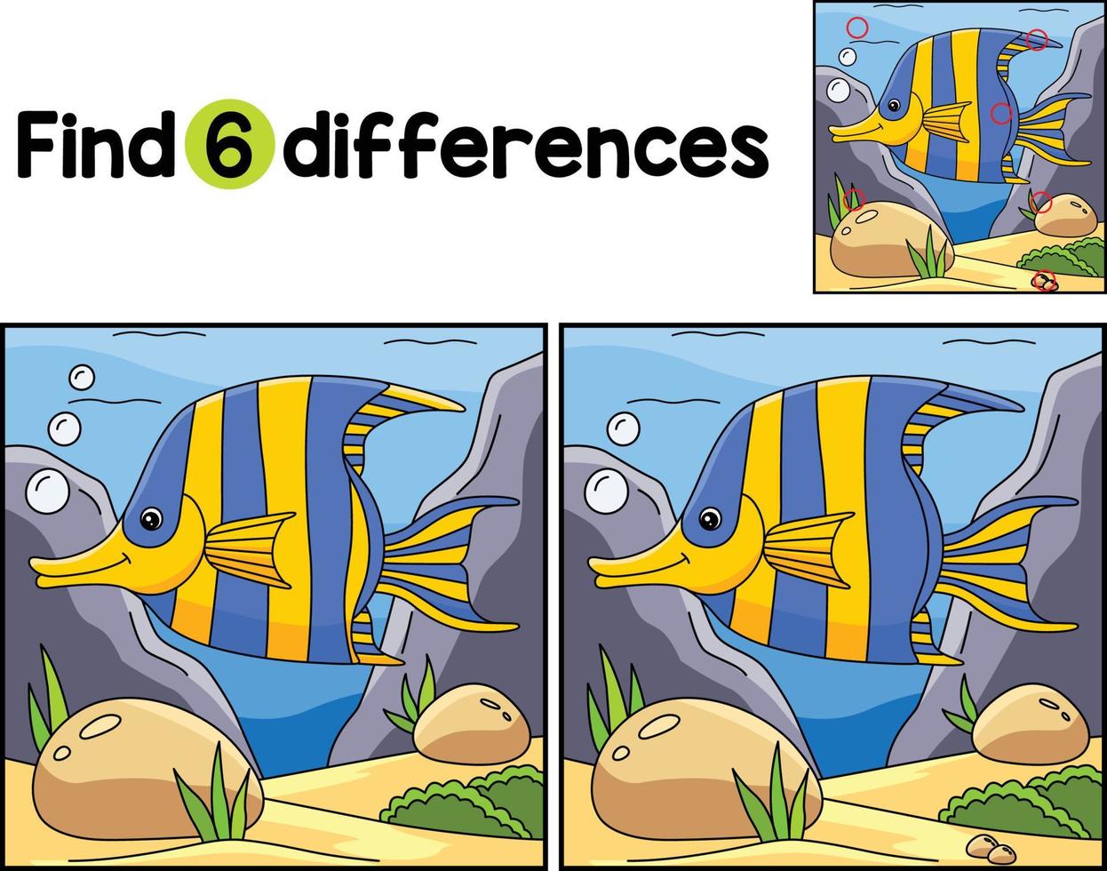 Angelfish Animal Find The Differences vector