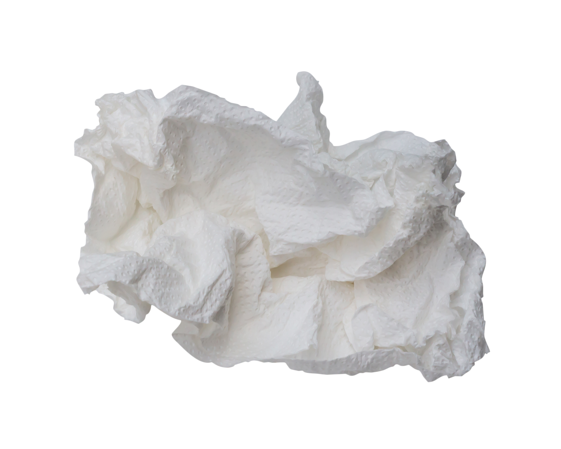 Single screwed or crumpled tissue paper or napkin in strange shape