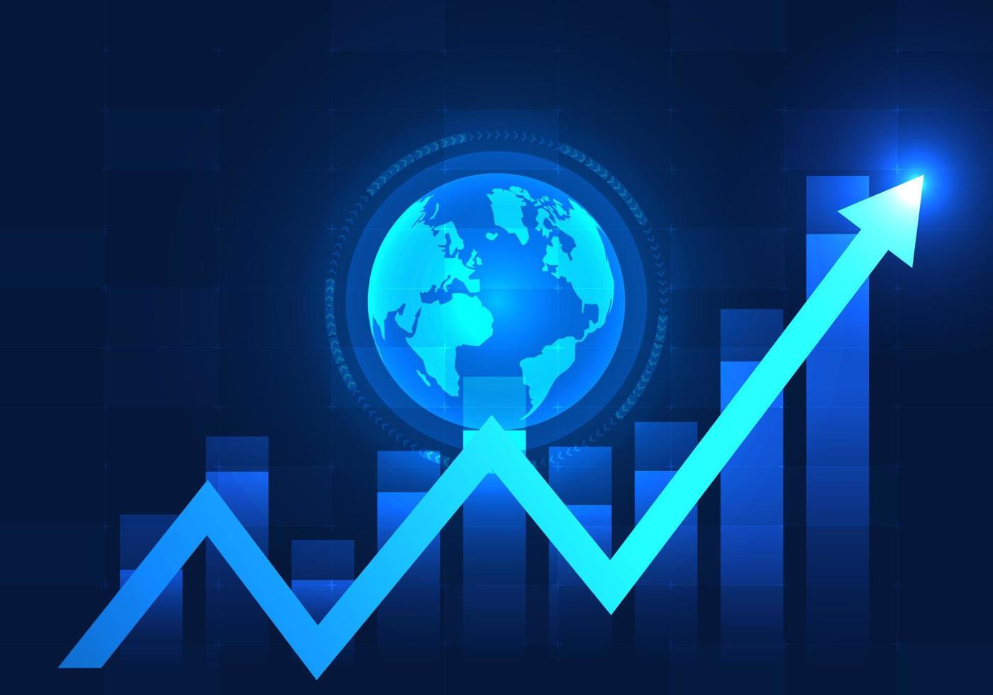 Rising Stock Chart Technology Interpreting technology in the world is advancing and growing all the time. Tech-related businesses are growing rapidly. It also helps to push people's well-being better vector