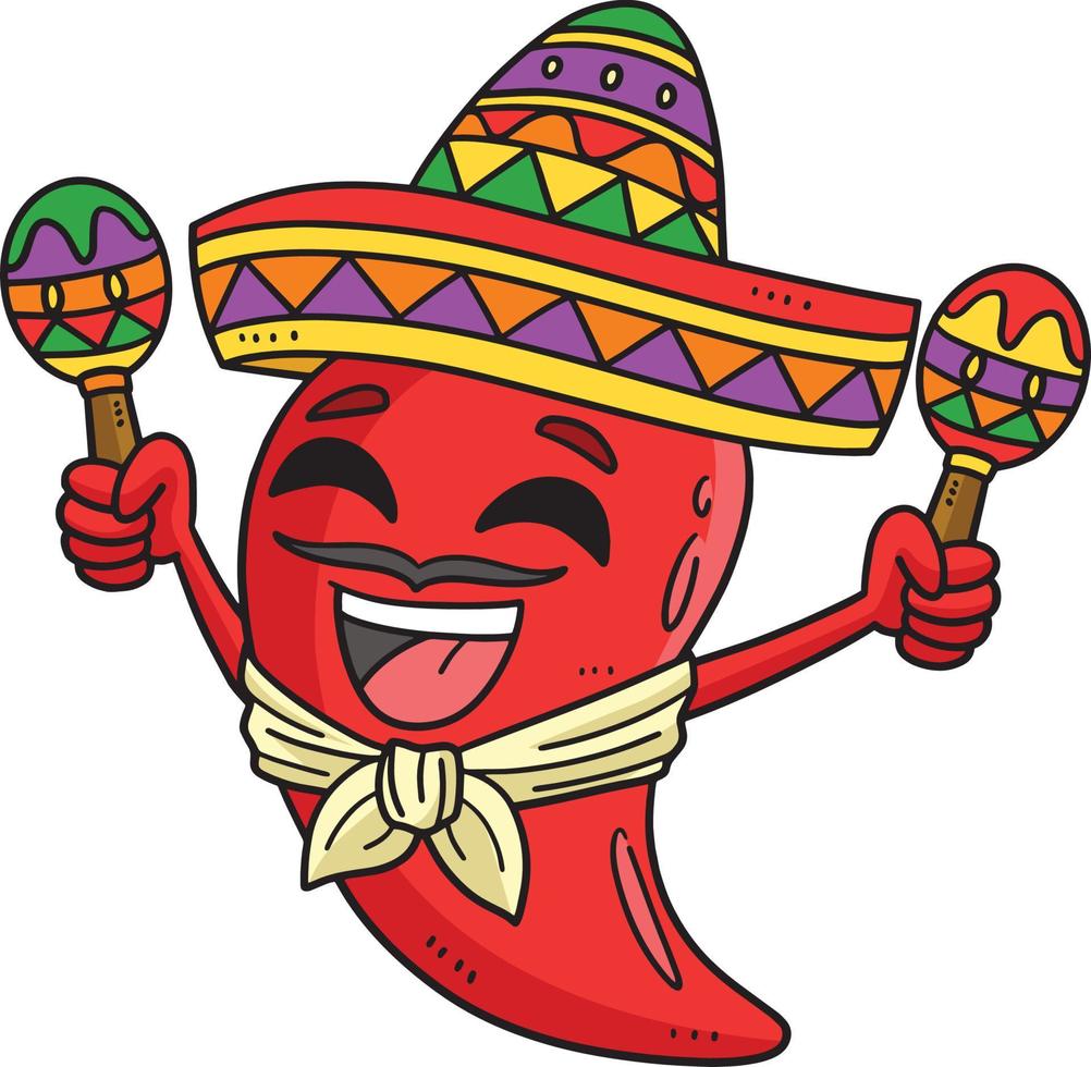 Cinco de Mayo Jalapeno Sombrero Cartoon Clipart vector