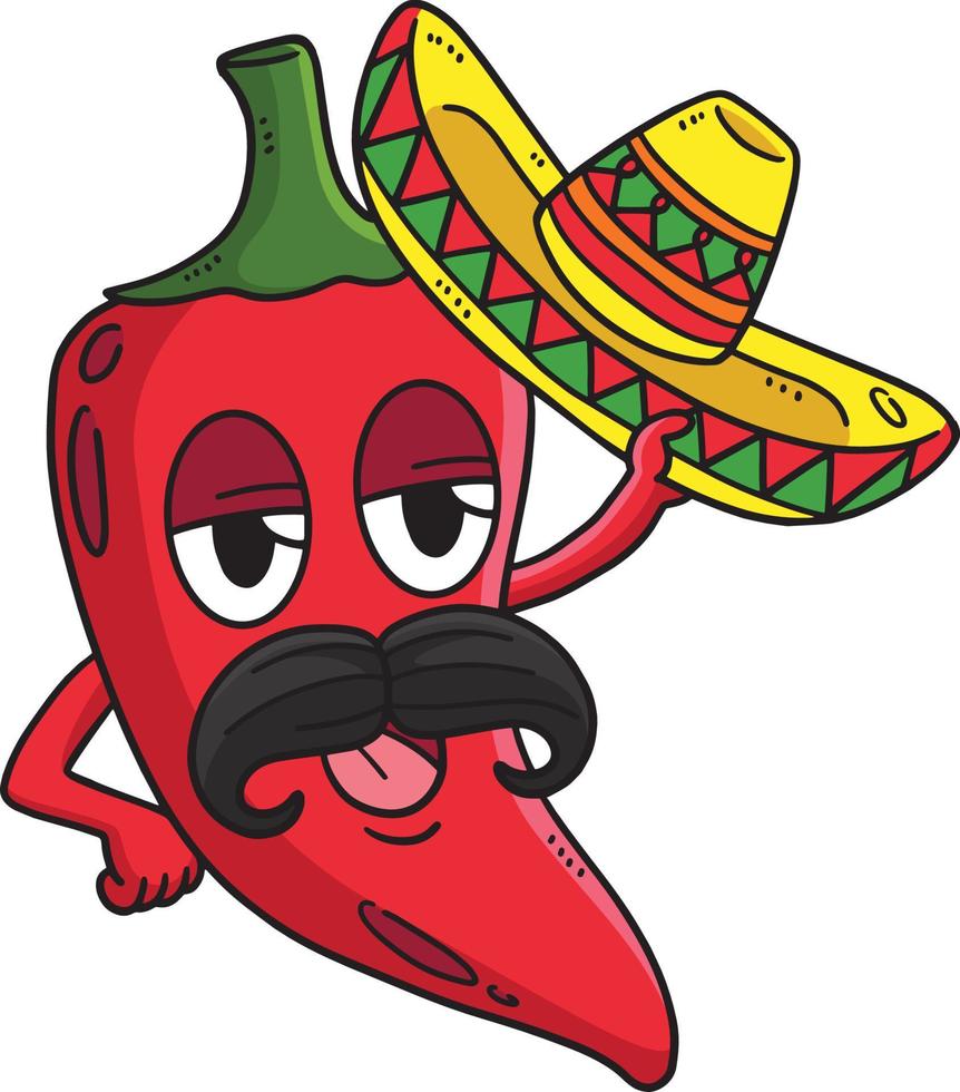 Cinco de Mayo Jalapeno Sombrero Cartoon Clipart vector