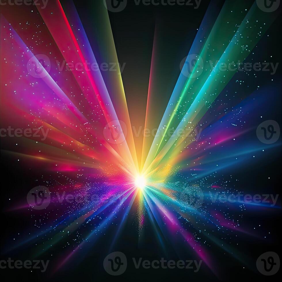 Realistic diamond reflection, rainbow light optical effect. Crystal, jewelry, prism or lens flare. Iridescent glowing sparkles vector set. Colorful spectrum glow collection, bright beams. photo