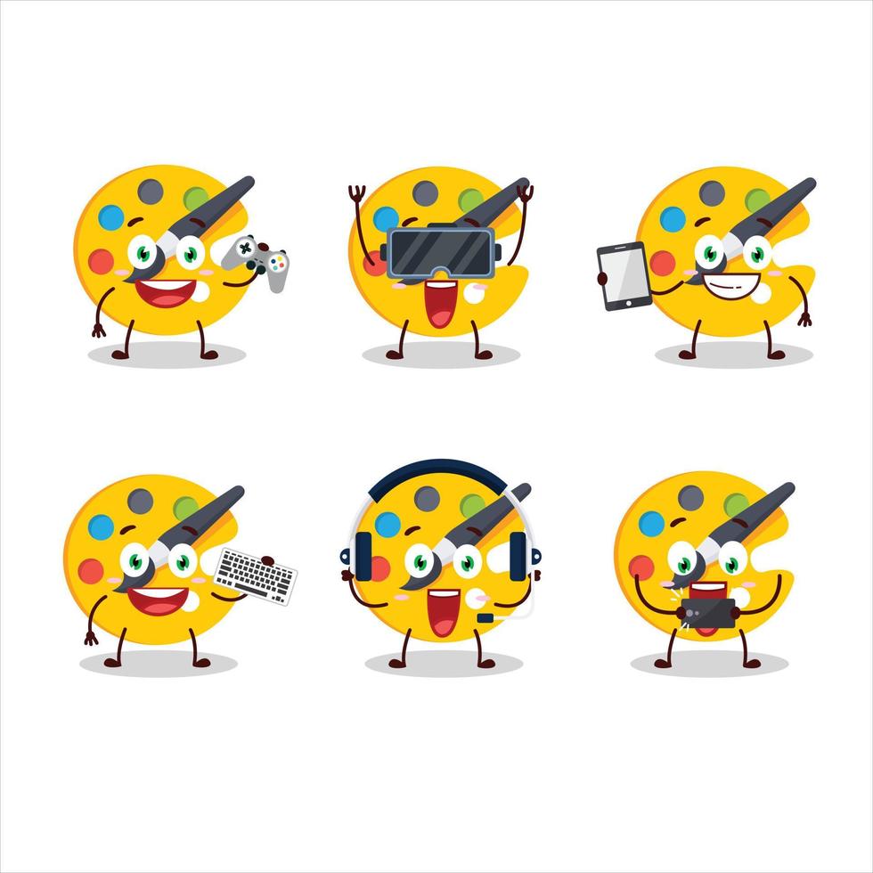 Color palette cartoon character are playing games with various cute emoticons vector