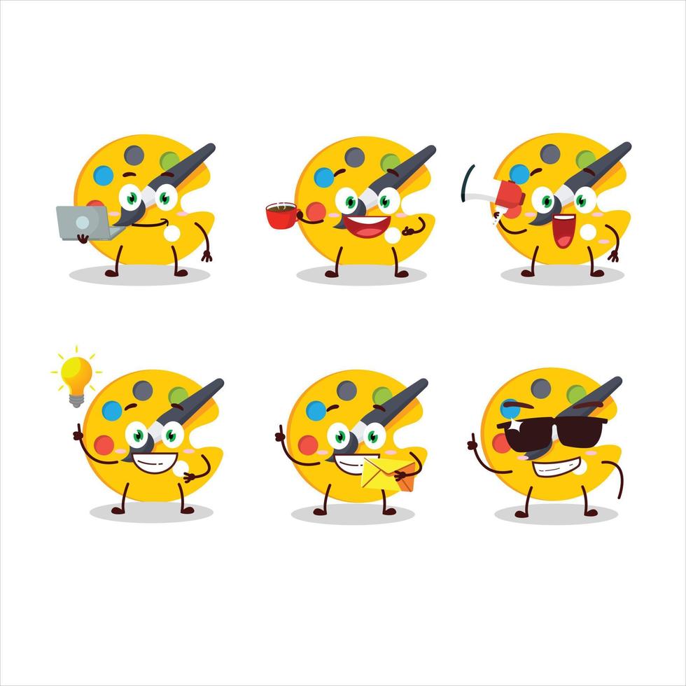 Color palette cartoon character with various types of business emoticons vector