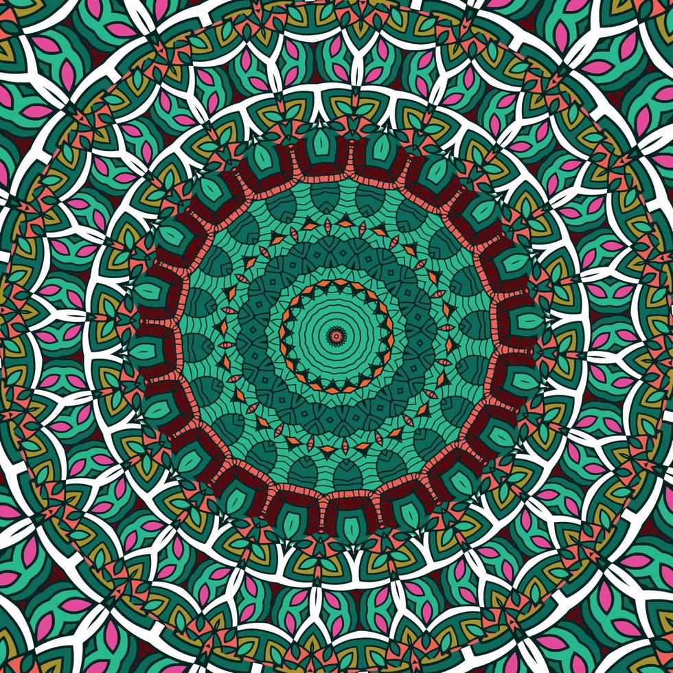 A colorful mandala with a pattern with a green pattern vector