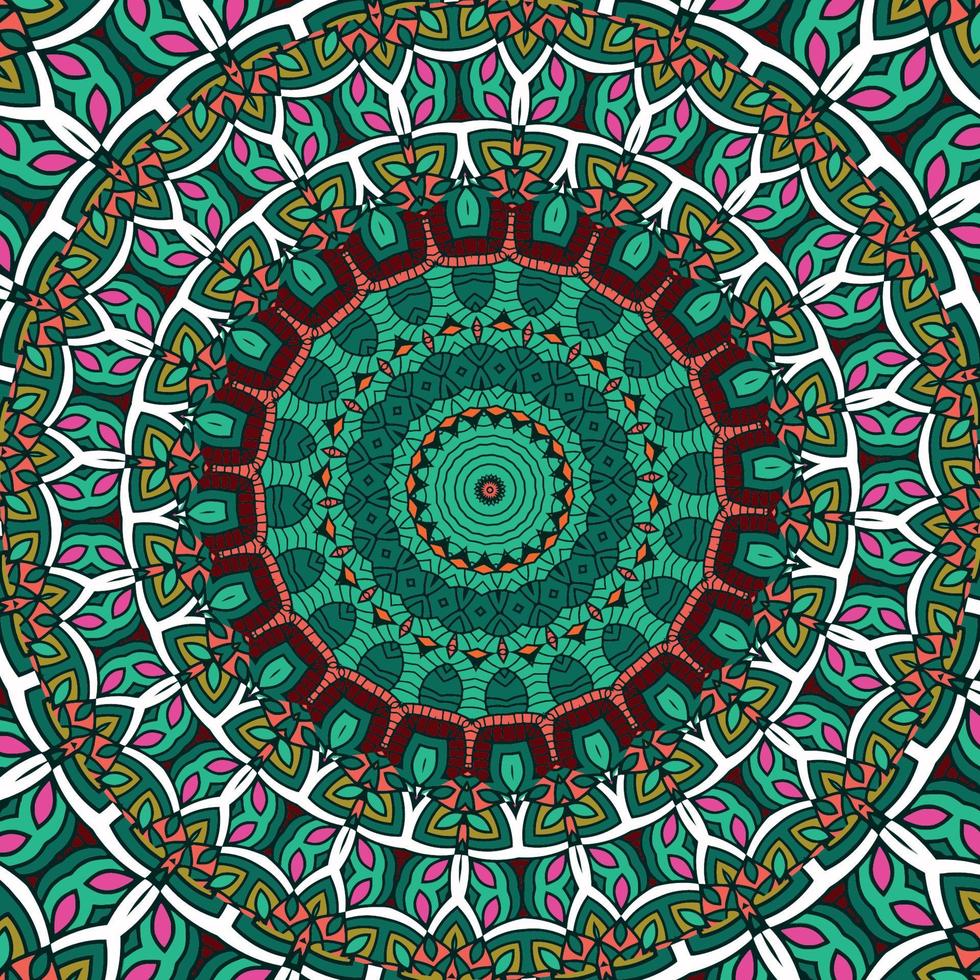 A colorful mandala with a pattern with a green pattern vector