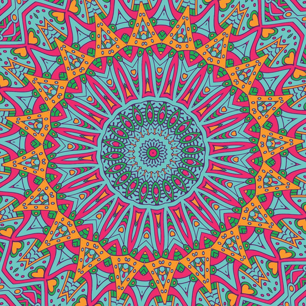 A colorful mandala with a pattern of colors vector