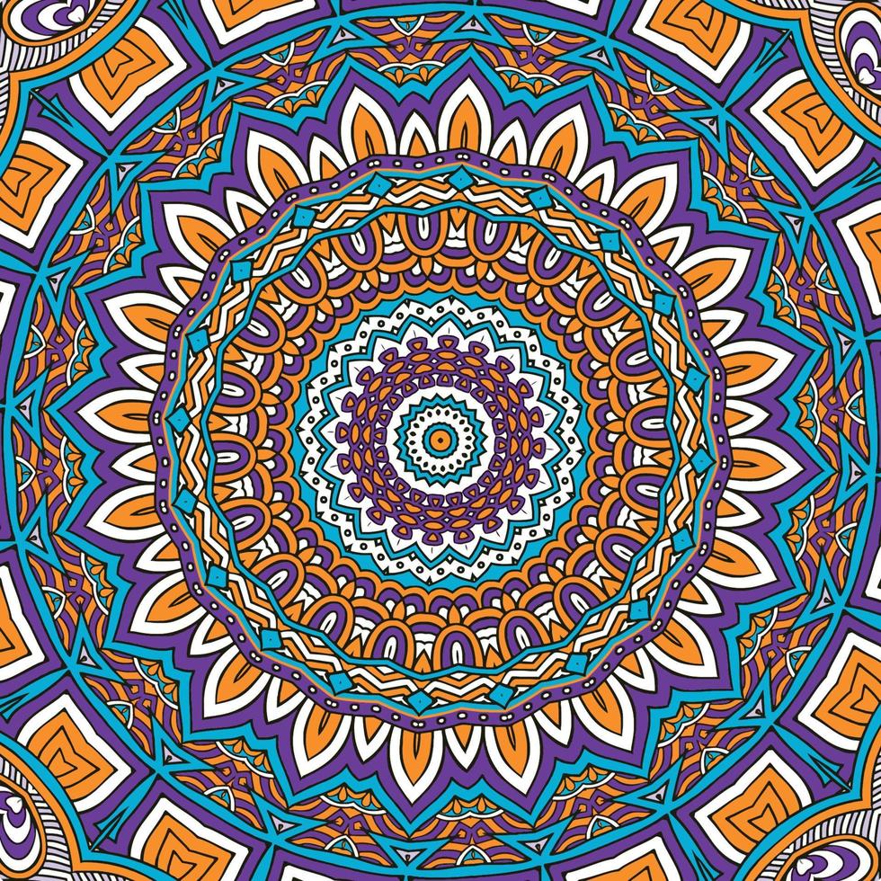 A colorful mandala Pattern background with a circle in the center vector