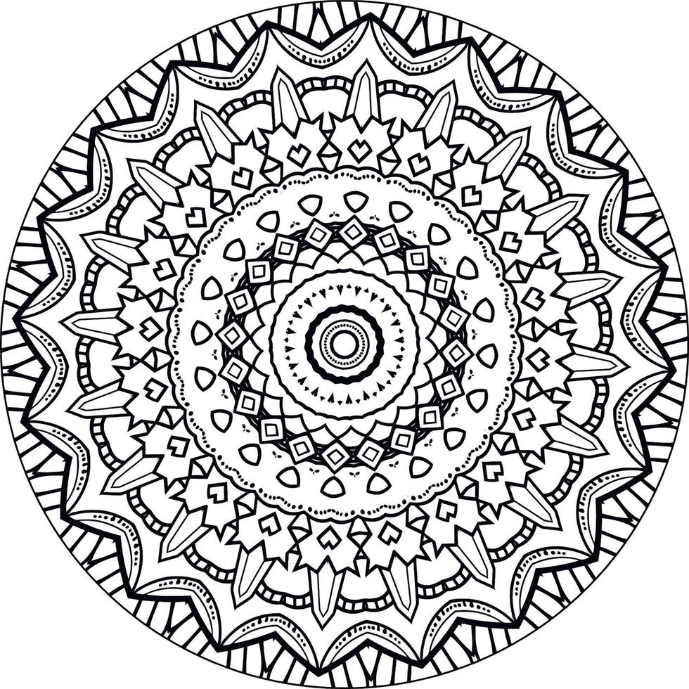 Simple circular pattern in form of mandala for Henna, Mehndi, Tattoo, Decoration. Decorative ornament in ethnic oriental style. Coloring book page. Circle Vector Clipart Floral Flower Oriental Pattern