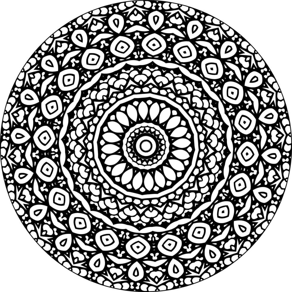 Decorative mandala with classic floral elements on white background. Seamless abstract pattern. Suitable for coloring book, wrapping paper, packaging. vector