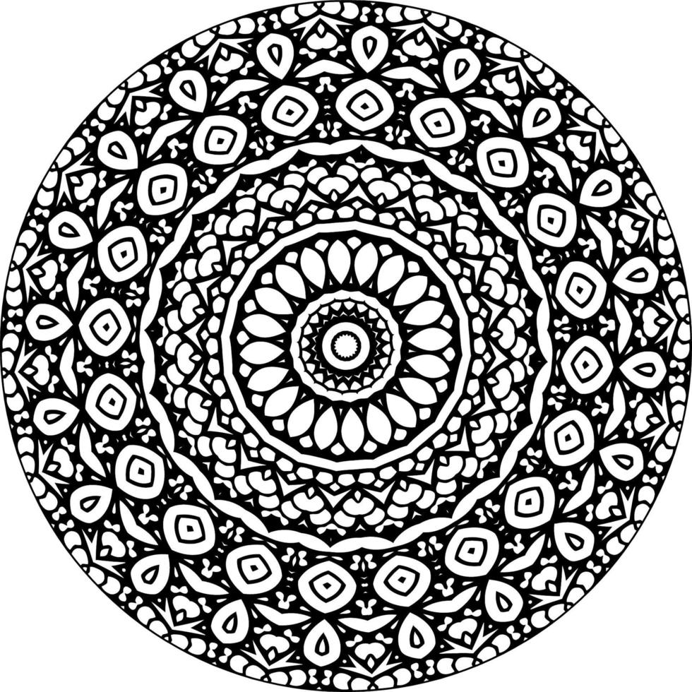 Decorative mandala with classic floral elements on white background. Seamless abstract pattern. Suitable for coloring book, wrapping paper, packaging. vector