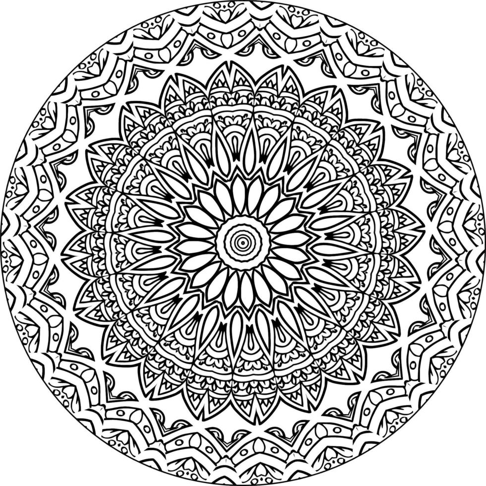 Decorative mandala with marine elements and waves on white isolated background. For coloring book pages. vector