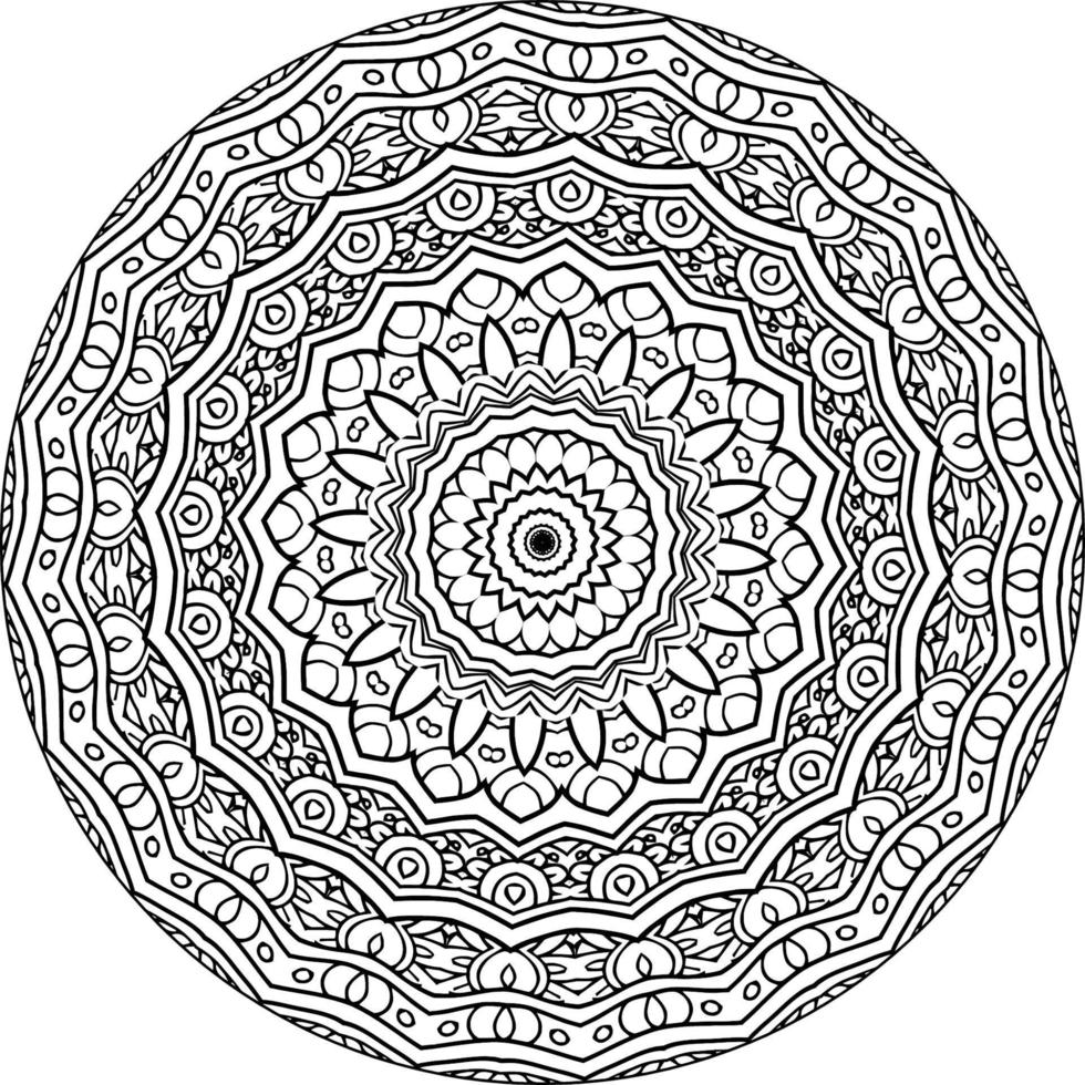 mandala colorante libro Arte. saludo tarjeta, pegatina, cordón modelo y tatuaje. decoración para interior diseño. vector circulo de mandala con floral ornamento modelo. antecedentes