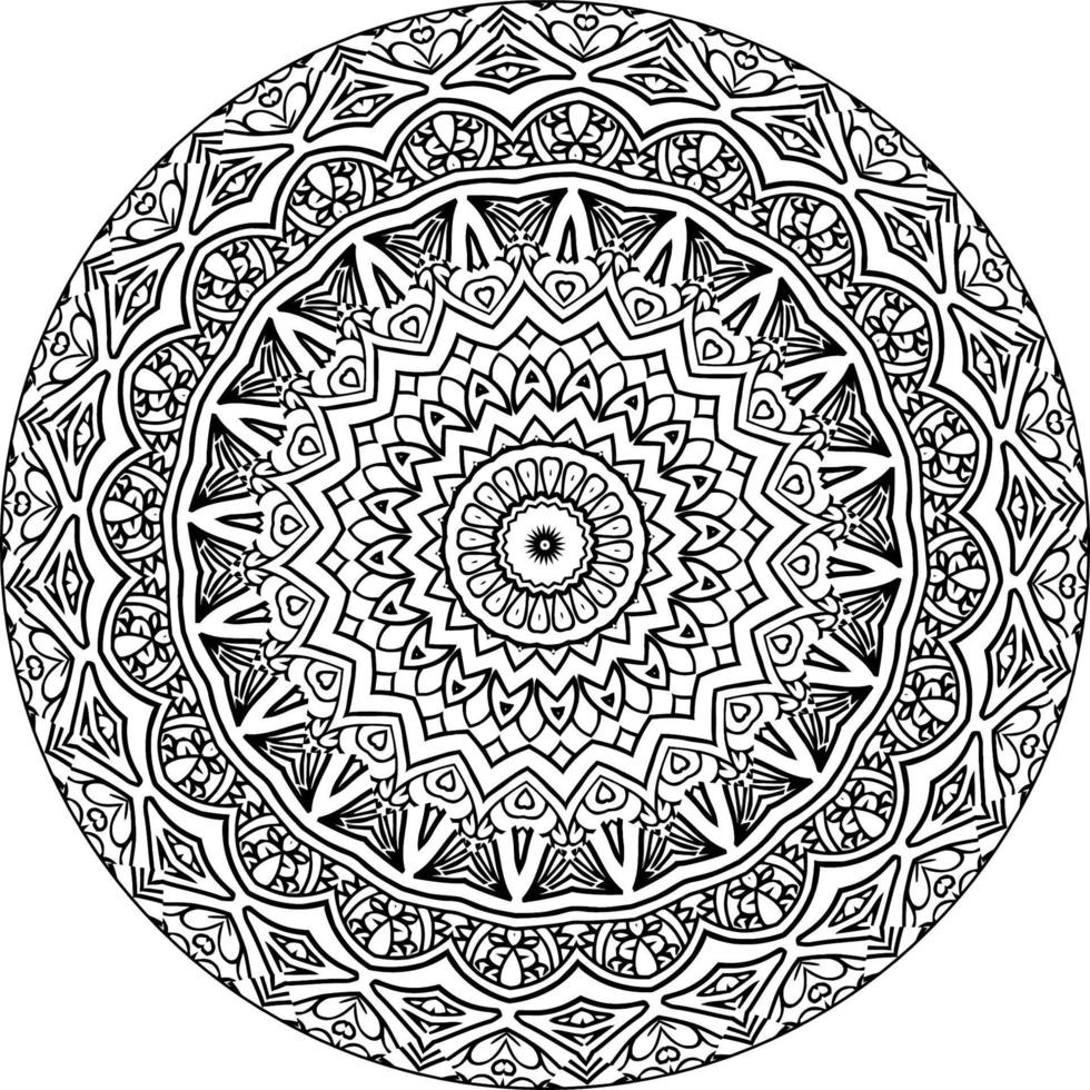 mandala colorante libro Arte. saludo tarjeta, pegatina, cordón modelo y tatuaje. decoración para interior diseño. vector circulo de mandala con floral ornamento modelo. antecedentes