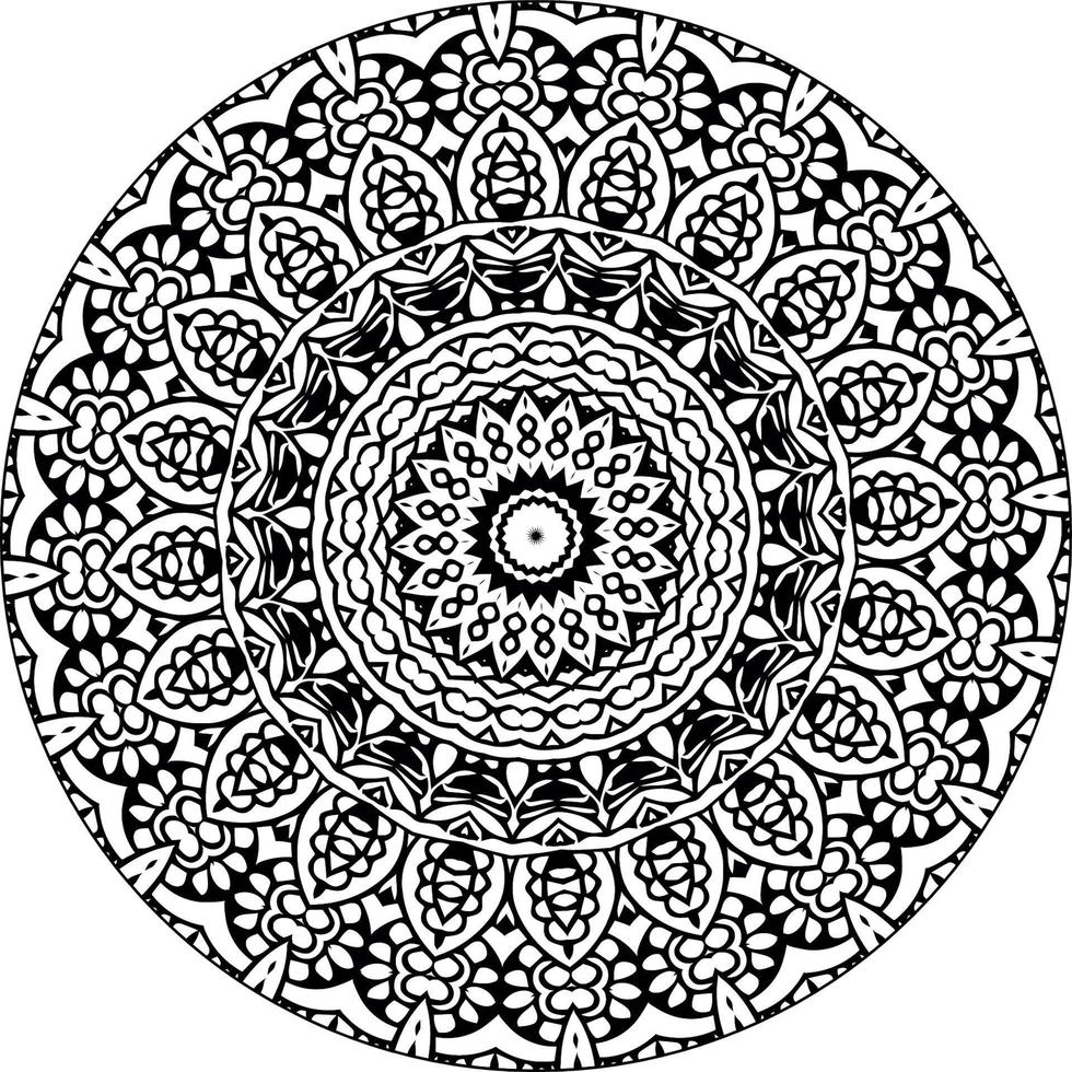 Easy mandala, simple mandalas flowers coloring page on white background. vector