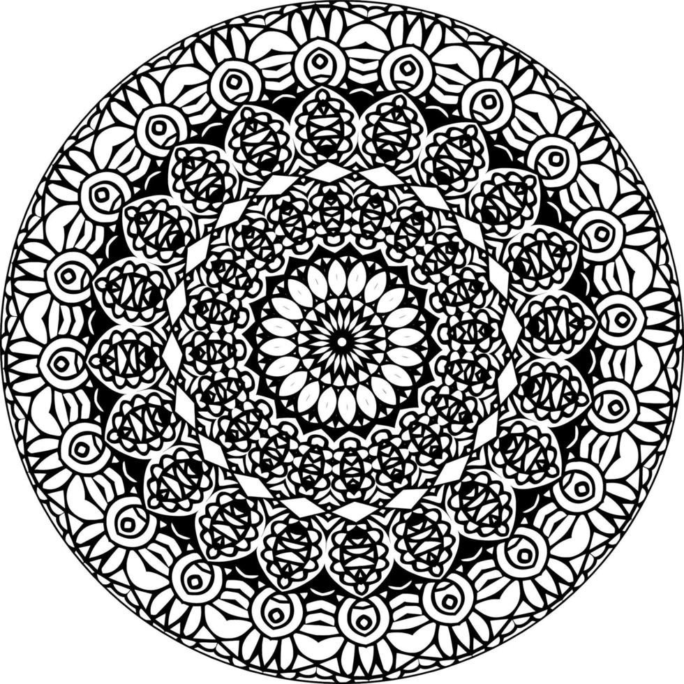 sencillo garabatear mandala con floral y corazón patrones en un blanco aislado antecedentes. para colorante libro paginas vector