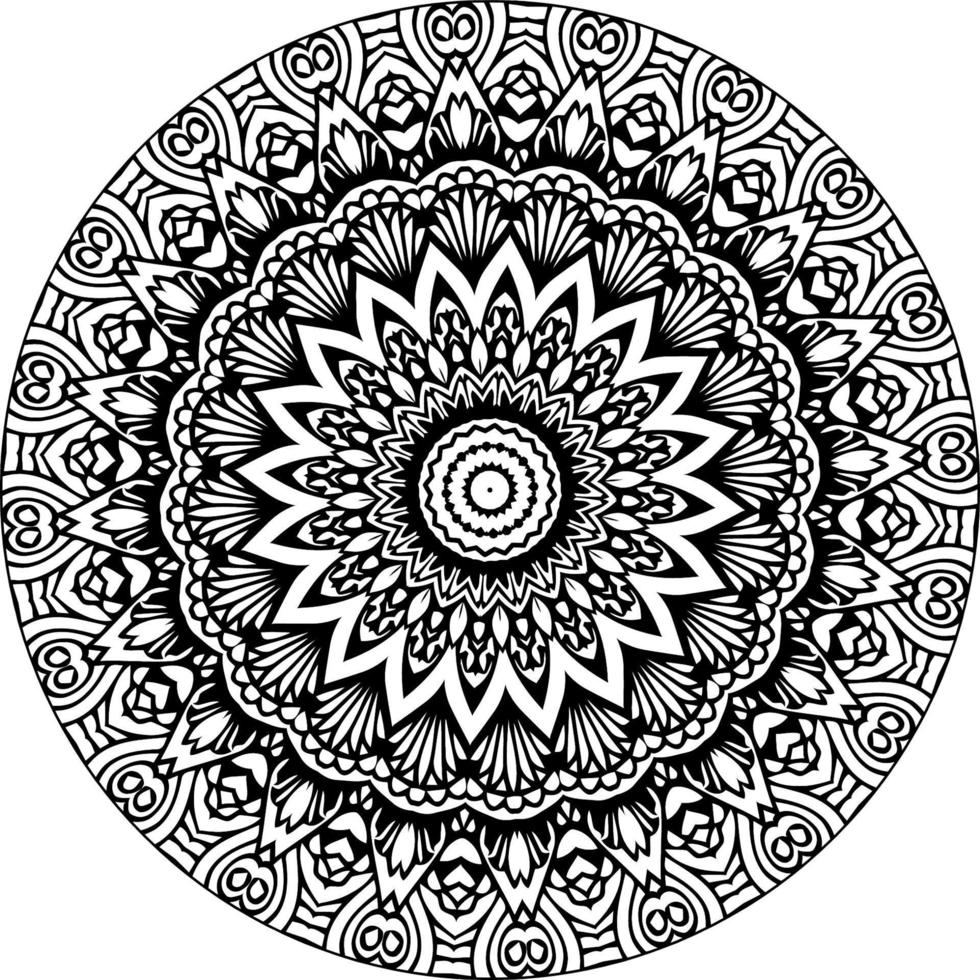 sencillo garabatear mandala con floral y corazón patrones en un blanco aislado antecedentes. para colorante libro paginas vector