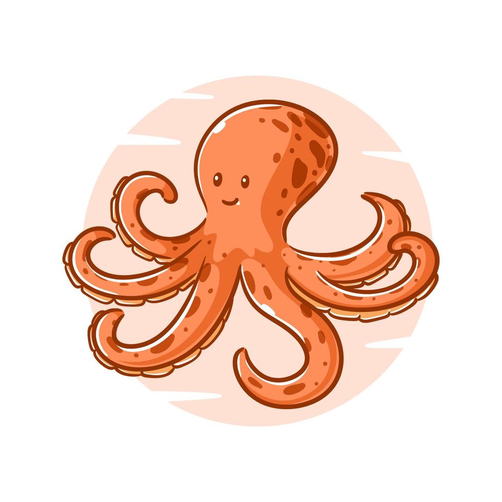 Cute octopus cartoon vector illustration on a white background