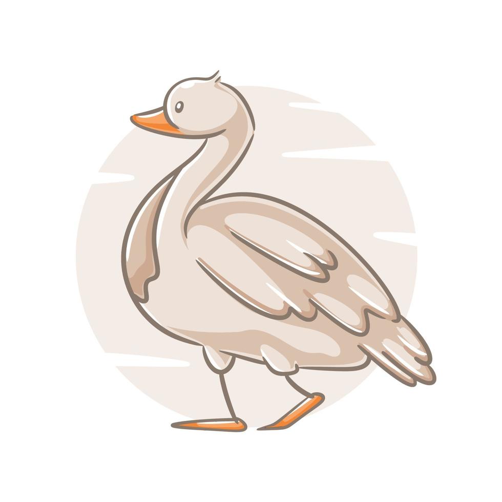 Cute baby swan outline drawing vector