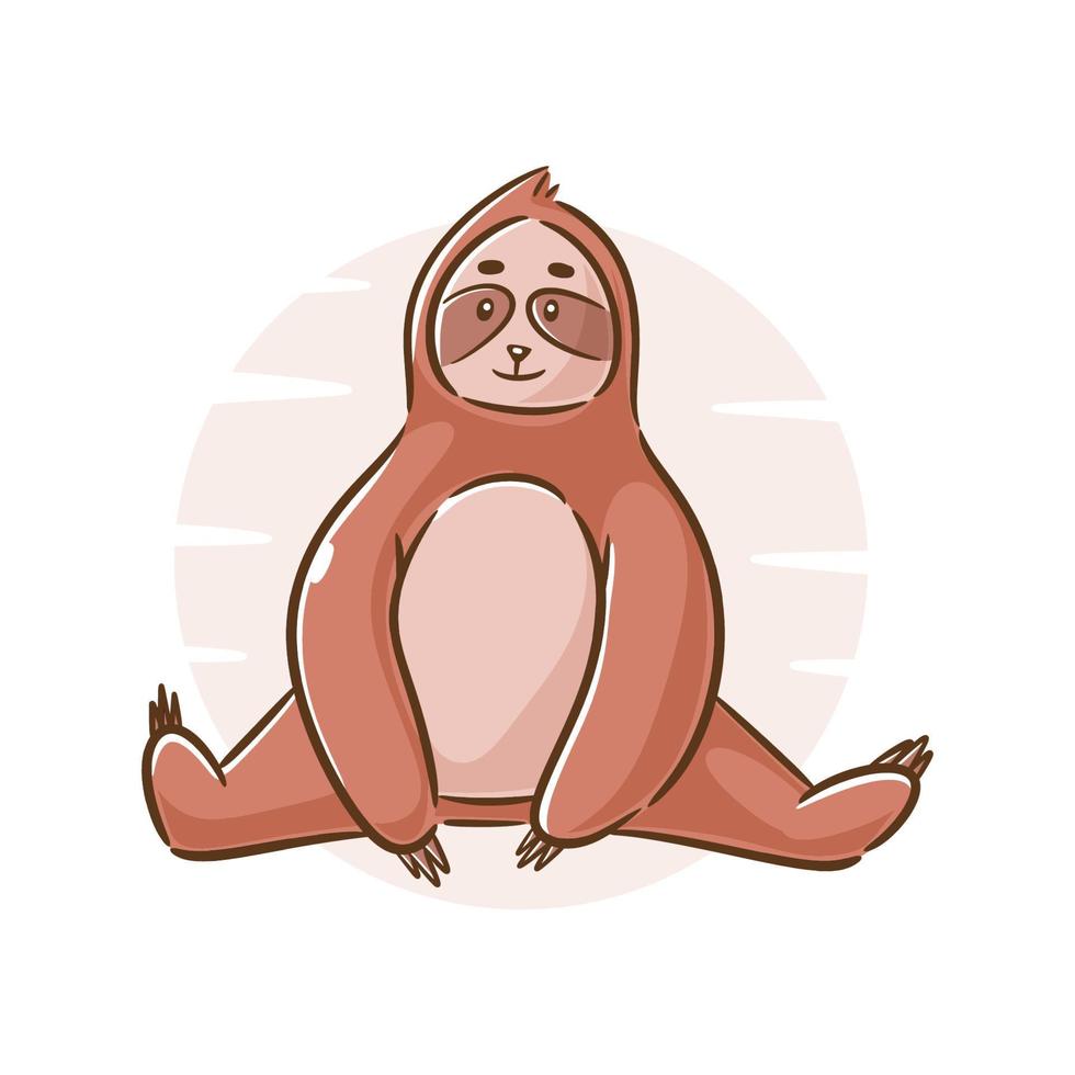 Cute baby sloth outline drawing vector