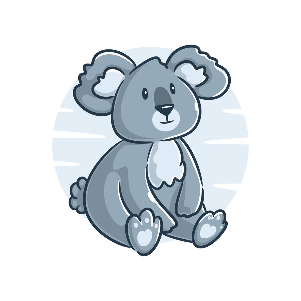 Cute koala cartoon vector illustration on a white background