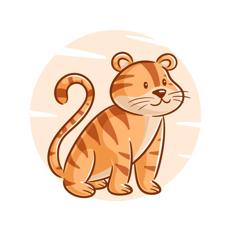 Cute baby tiger outline drawing vector