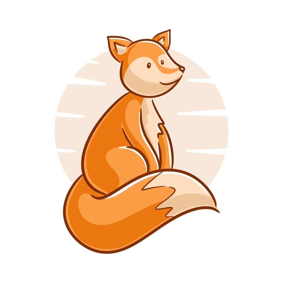 Cute fox cartoon vector illustration on a white background