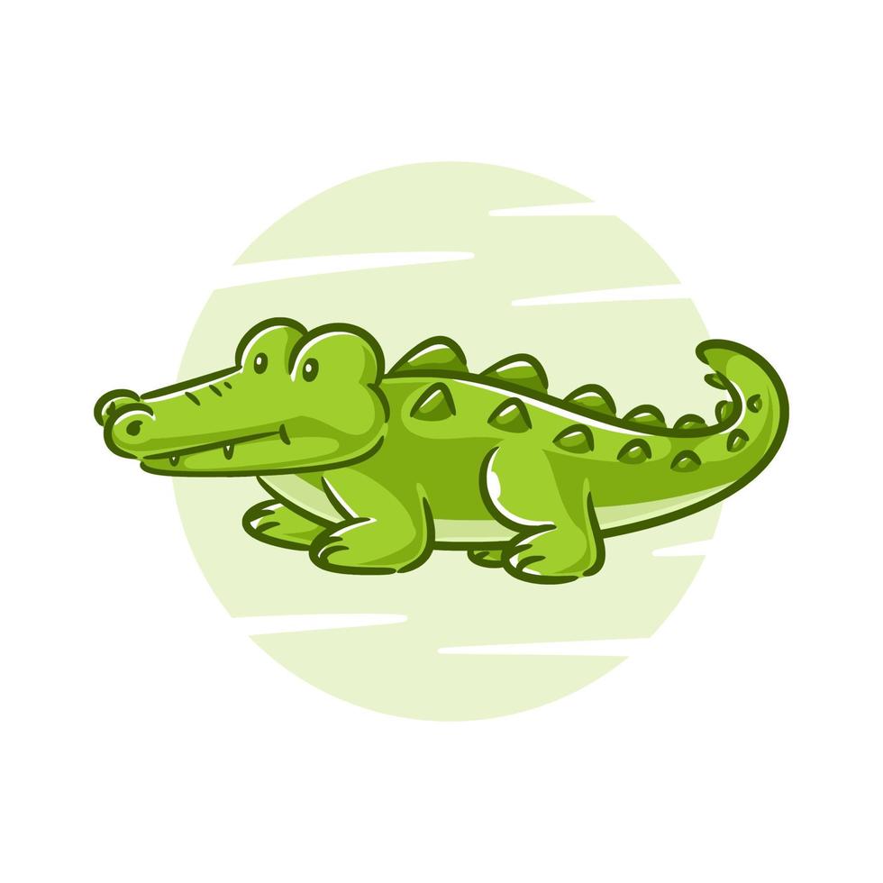 Cute crocodile cartoon vector illustration on a white background
