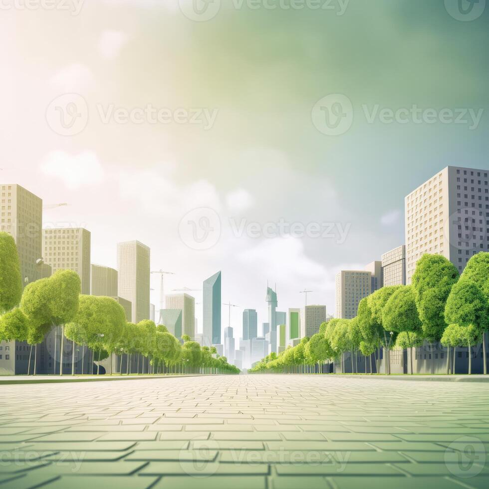 Green Space. The modern cityscape. Ecology and ecological balance concept. photo