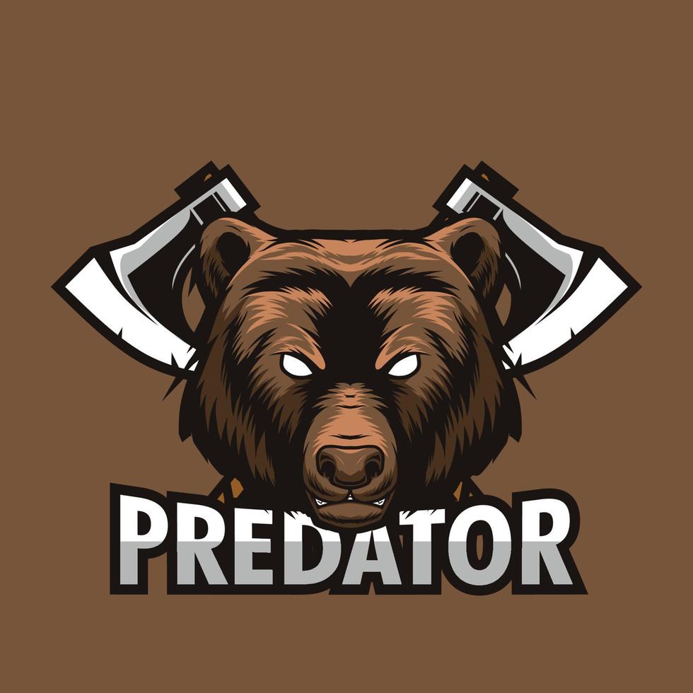 grizzly bear head logo design vector