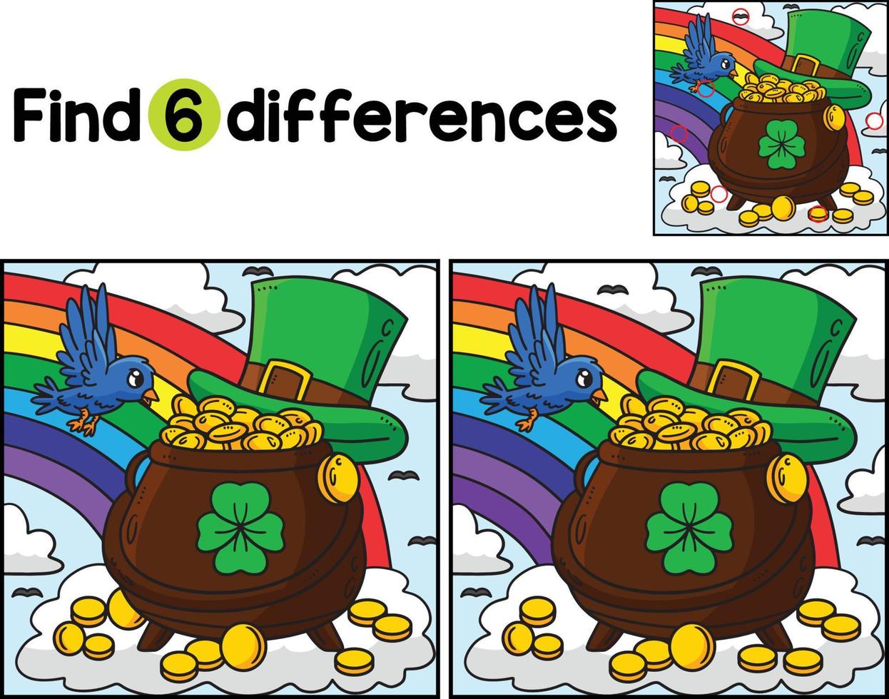 St. Patricks Day Pot Of Gold Find The Differences vector