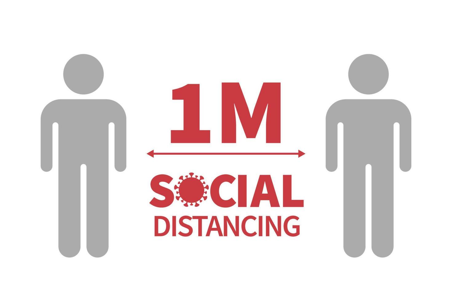 Social distancing during coronavirus outbreak with two people icons stay at least 1 meter from others vector