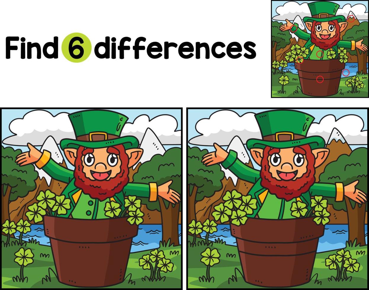 Saint Patricks Day Leprechaun Find The Differences vector