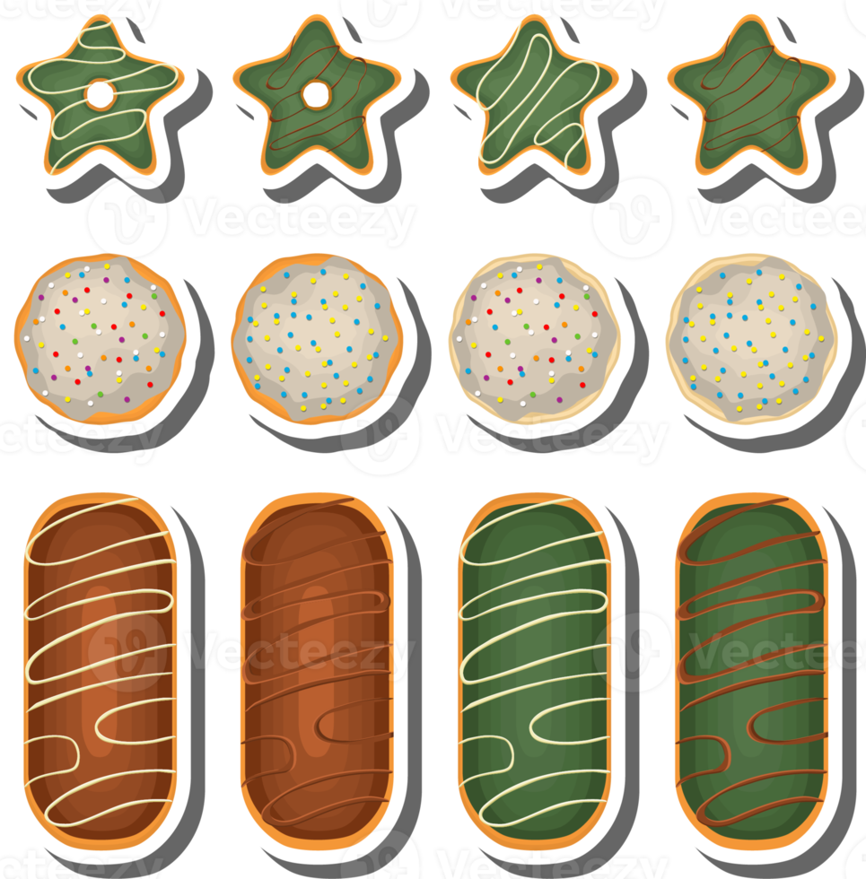 gran juego de galletas caseras de diferentes sabores en galletas de pastelería png