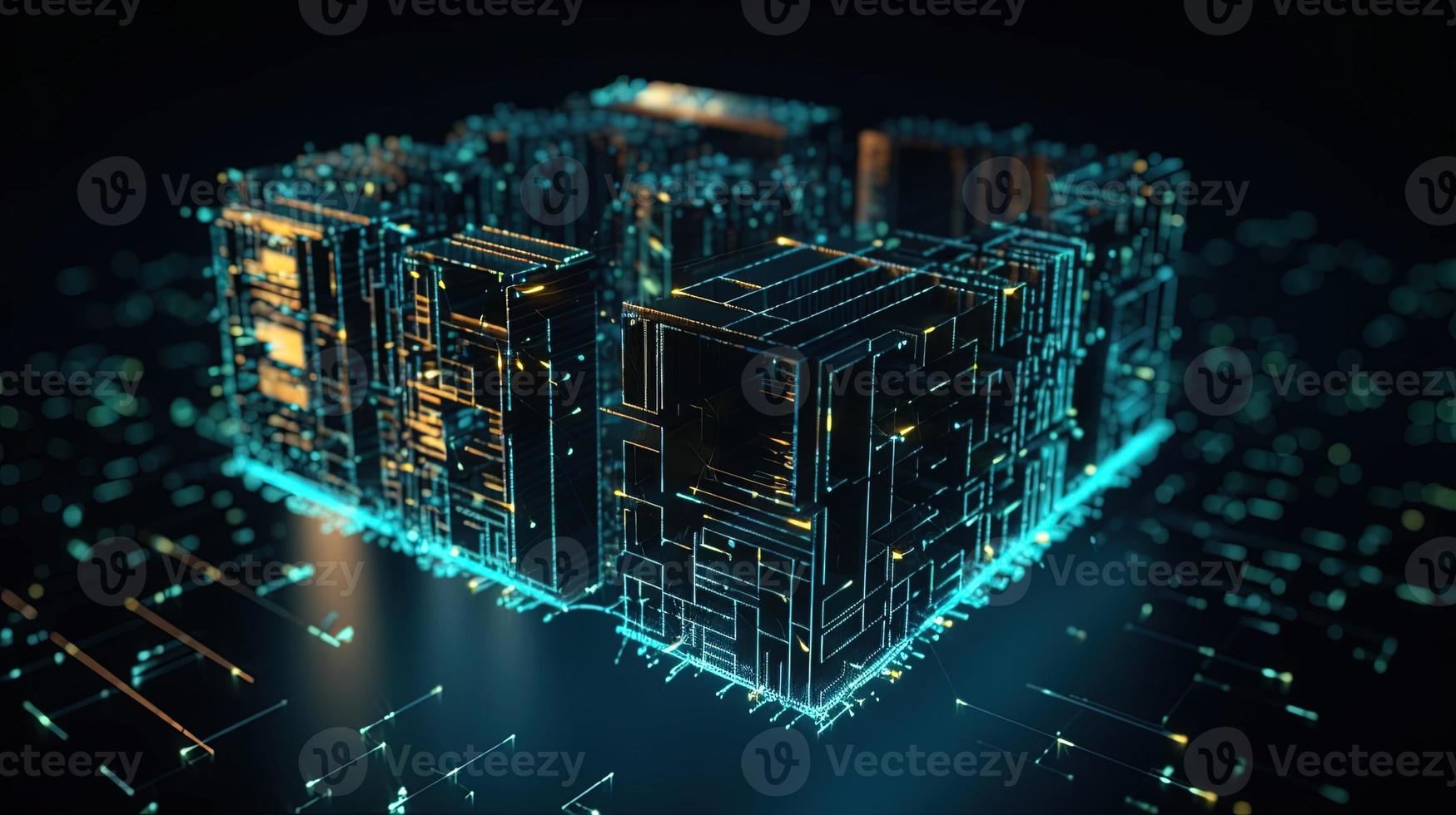 3D rendering of abstract digital technology background. Big data connection concept photo