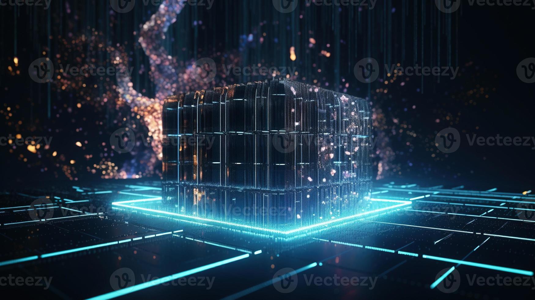 3D rendering of abstract digital technology background. Big data connection concept photo