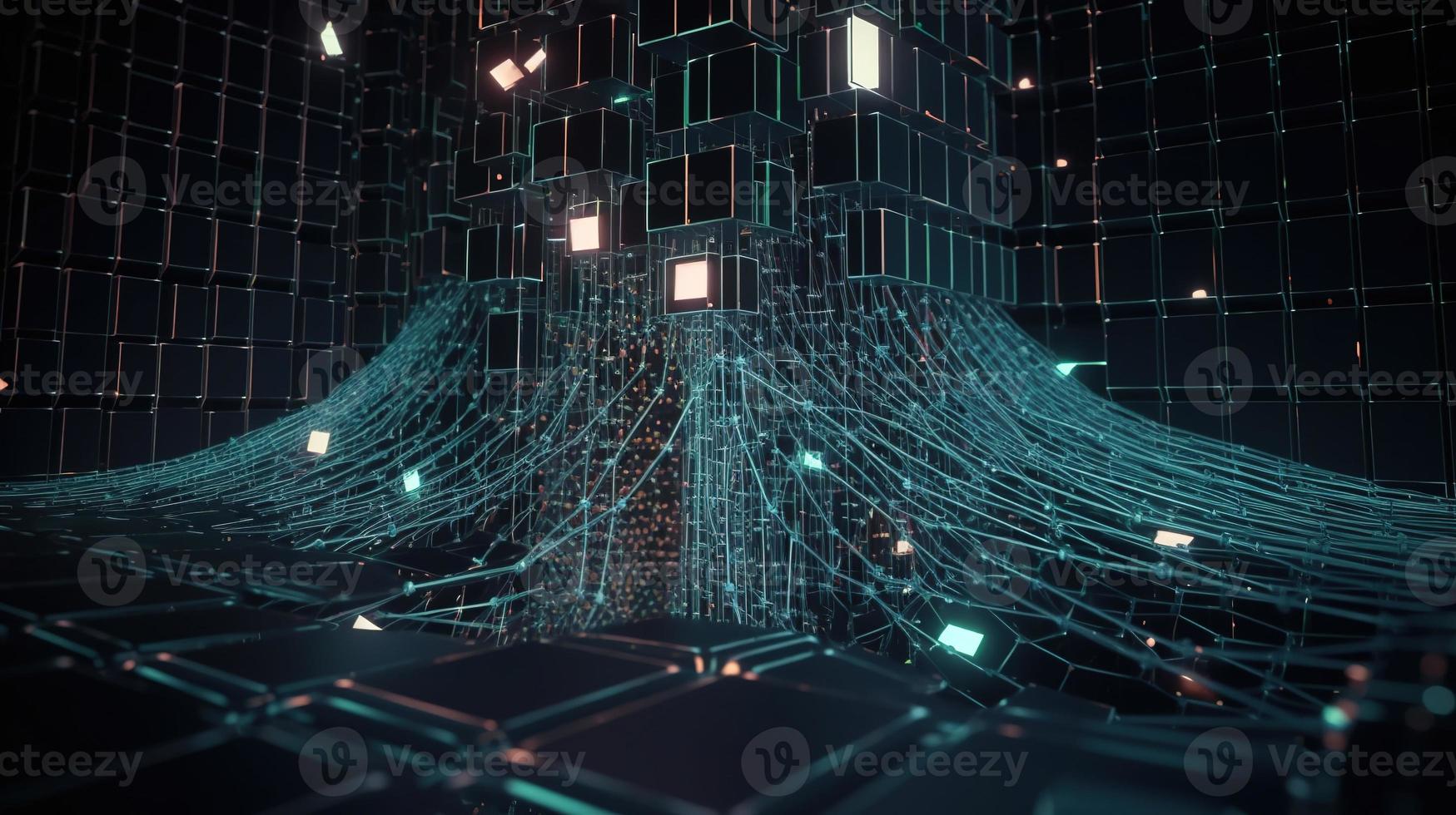 3D rendering of abstract digital technology background. Big data connection concept photo