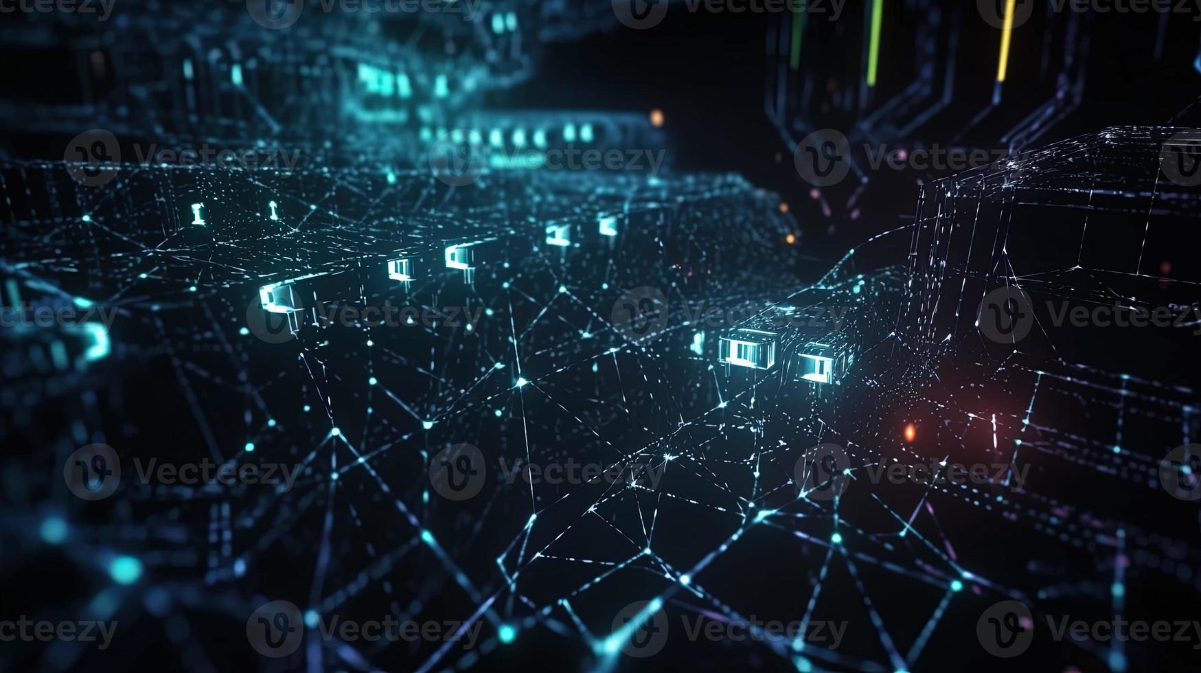 3D rendering of abstract digital technology background. Big data connection concept photo