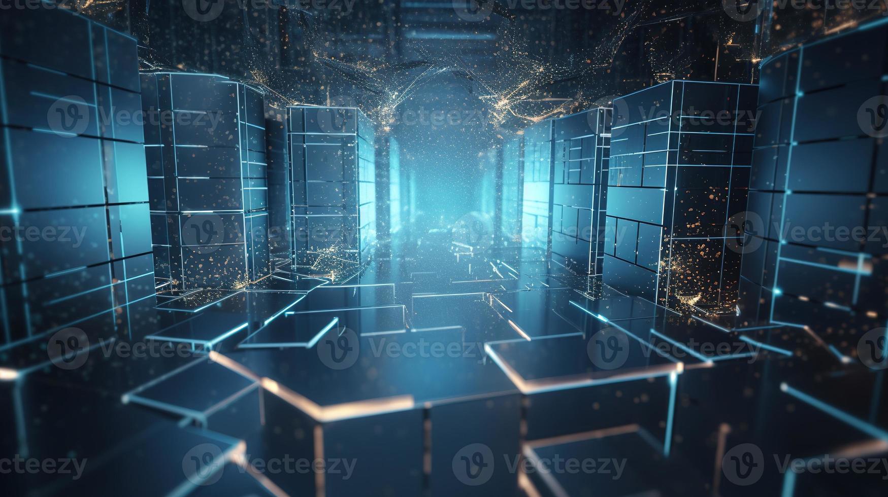 3D rendering of abstract digital technology background. Big data connection concept photo