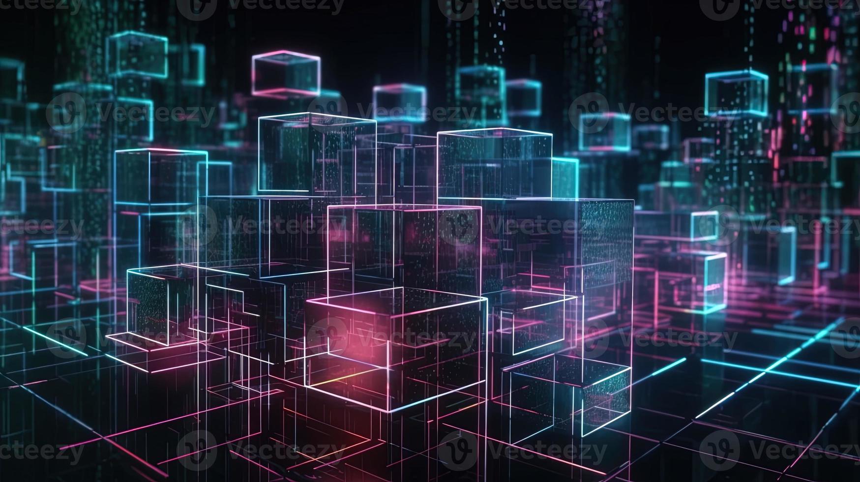 3D rendering of abstract digital technology background. Big data connection concept photo