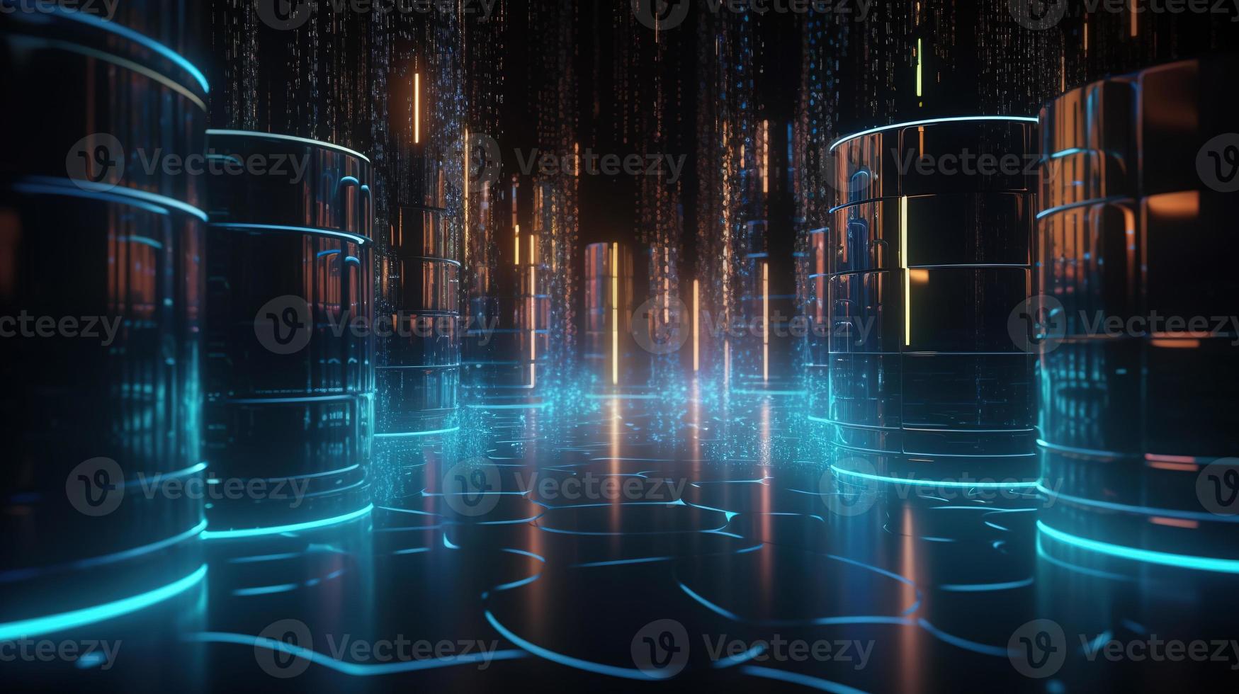 3D rendering of abstract digital technology background. Big data connection concept photo