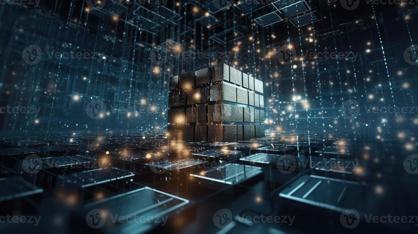 3D rendering of abstract digital technology background. Big data connection concept photo