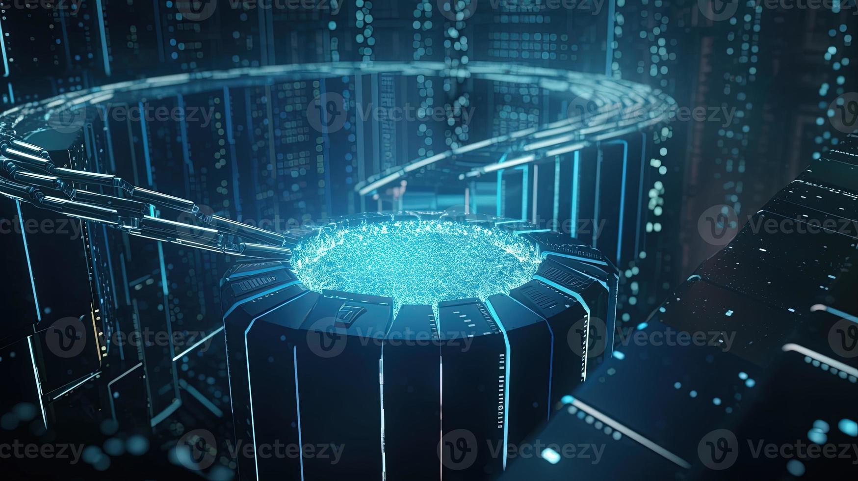 3D rendering of abstract digital technology background. Big data connection concept photo