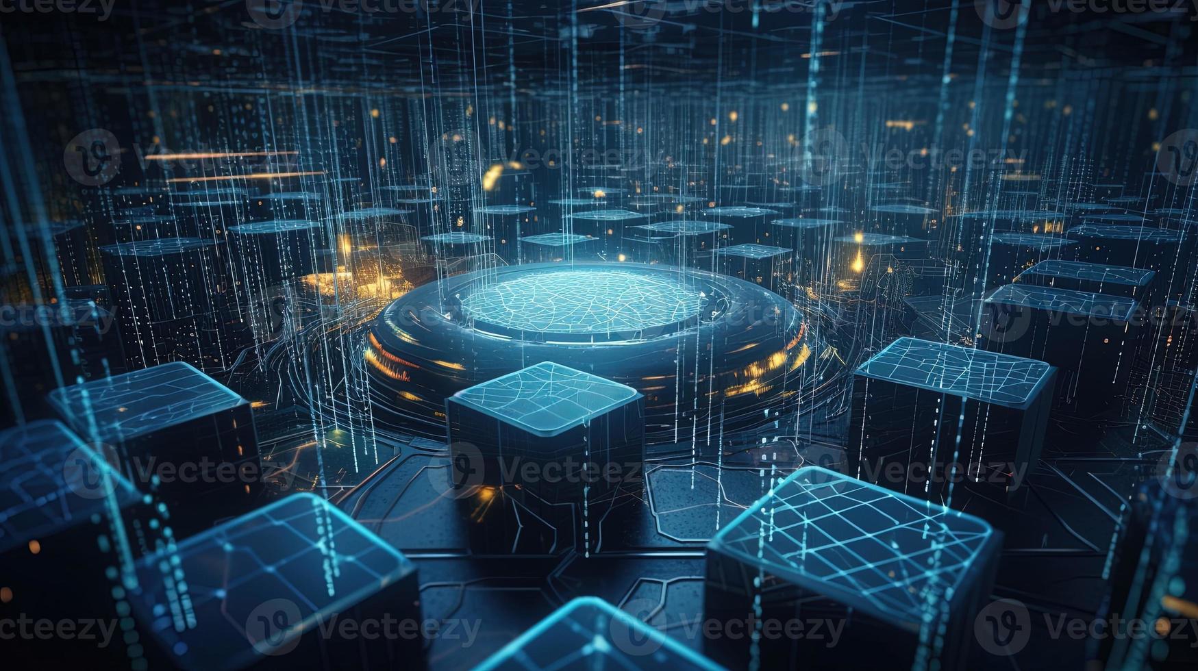 3D rendering of abstract digital technology background. Big data connection concept photo