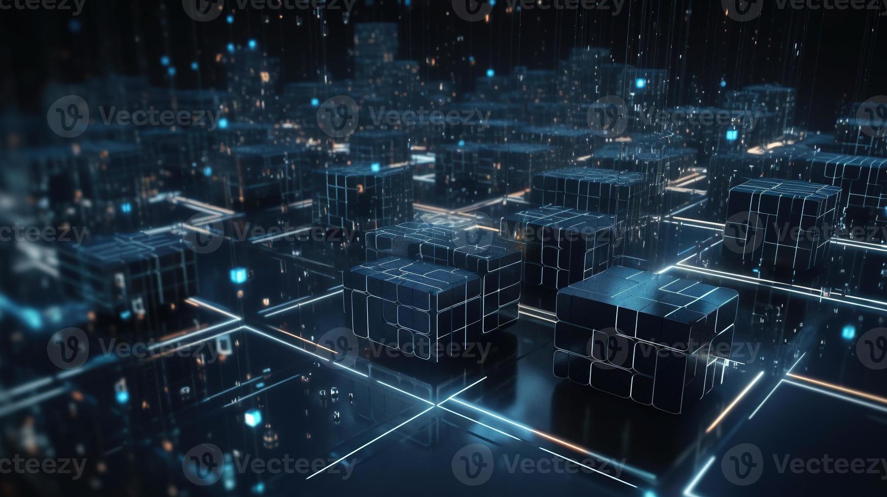 3D rendering of abstract digital technology background. Big data connection concept photo