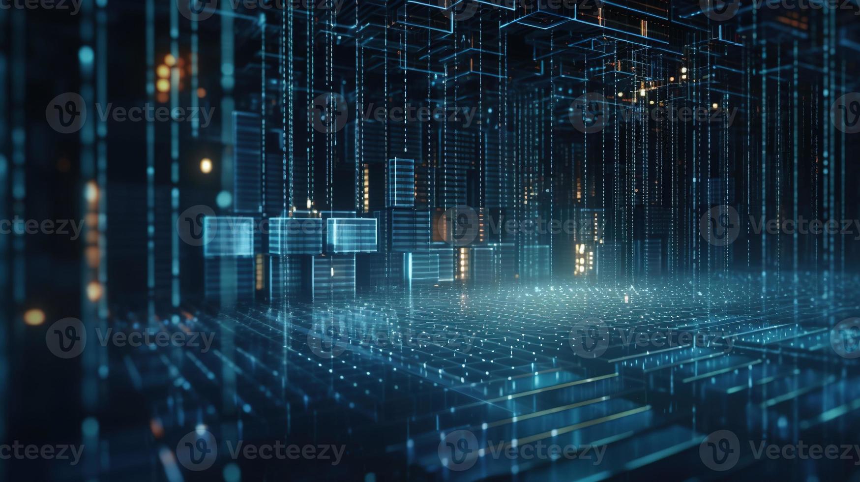 3D rendering of abstract digital technology background. Big data connection concept photo